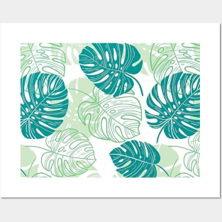 Monstera CIty Green Pattern Posters and Art